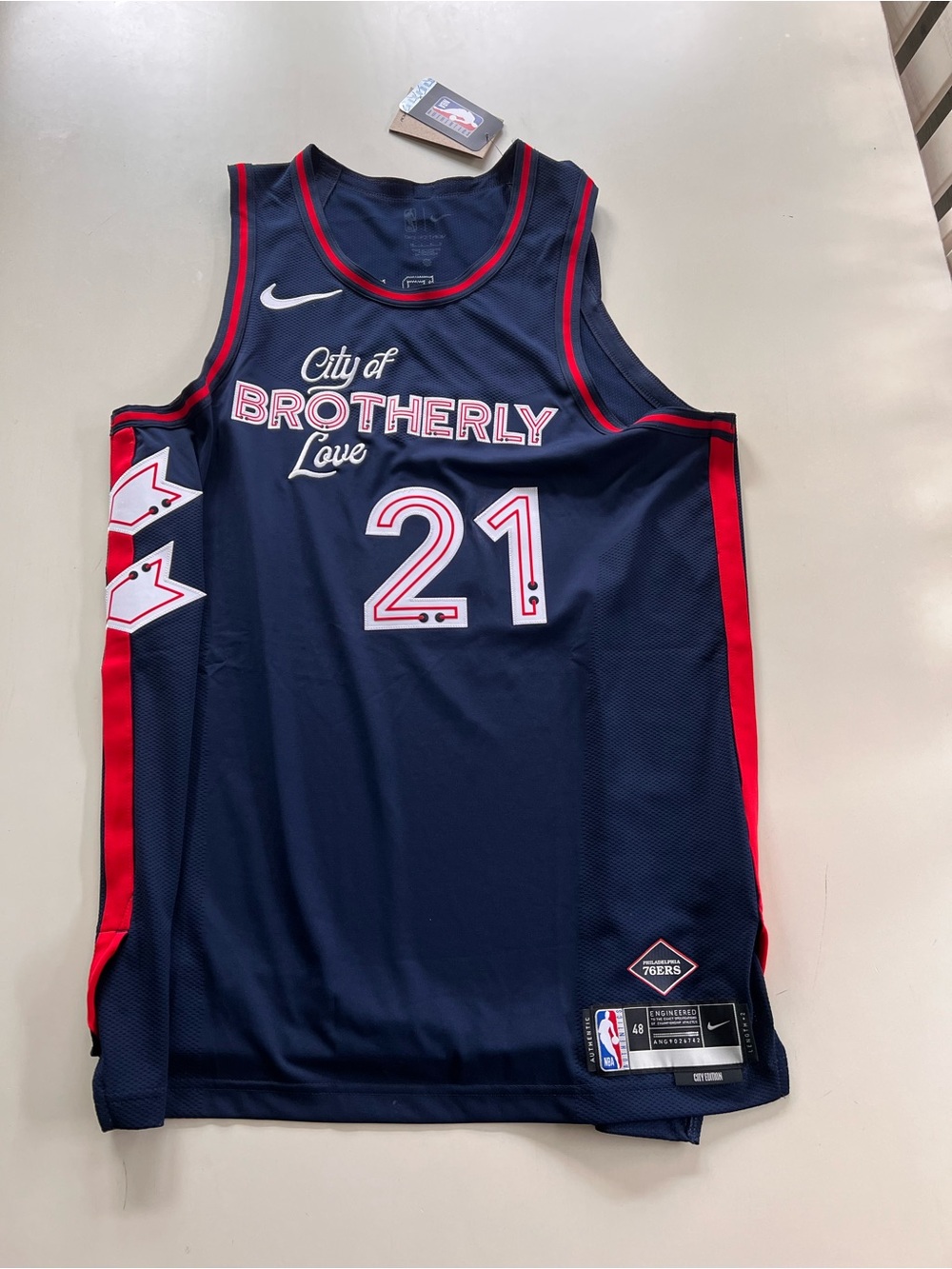 Nike Authentic Joel Embiid #21 men’s large 76ers City Edition Jersey Sz 48 NWT